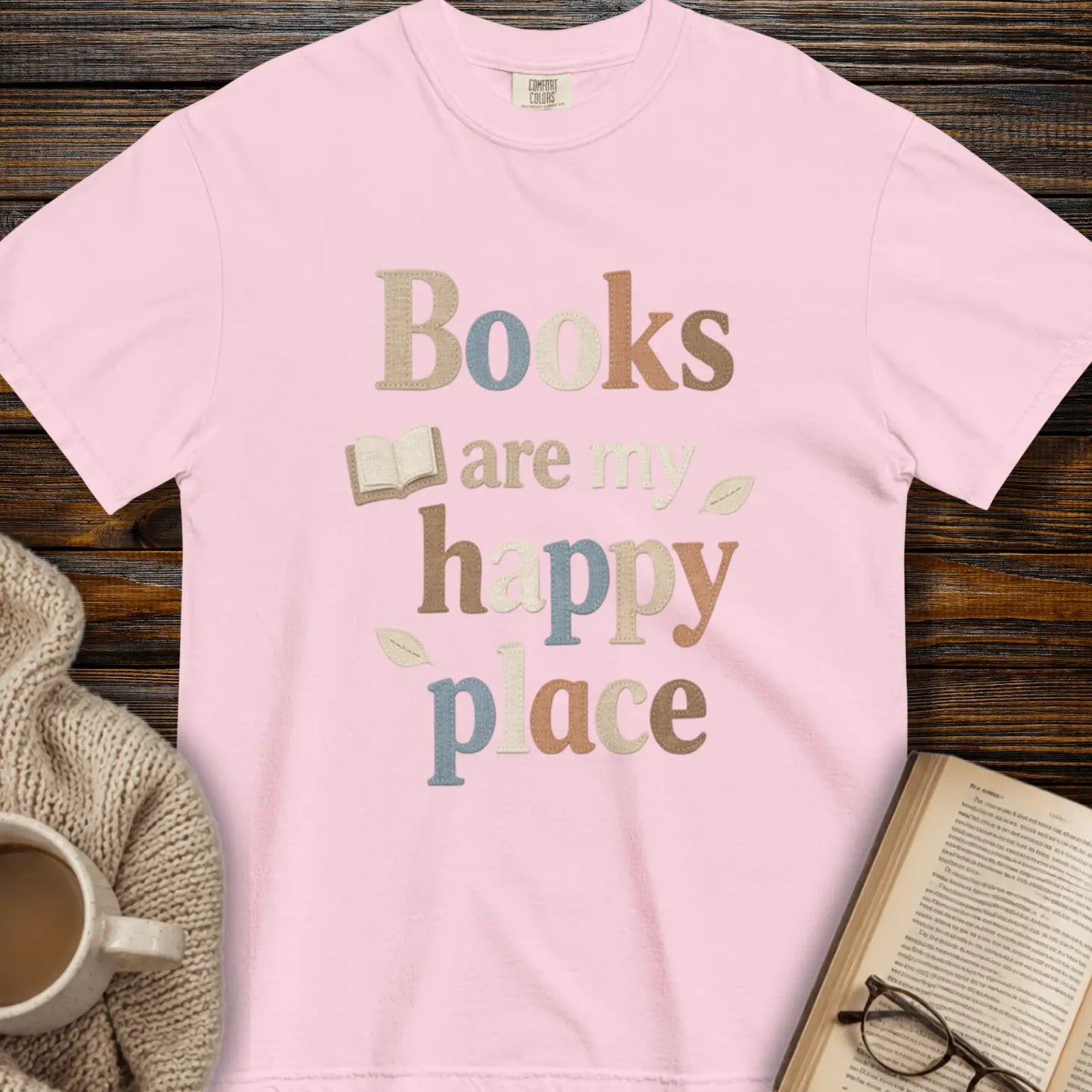 "Books Are My Happy Place" — Book Lover T-Shirt