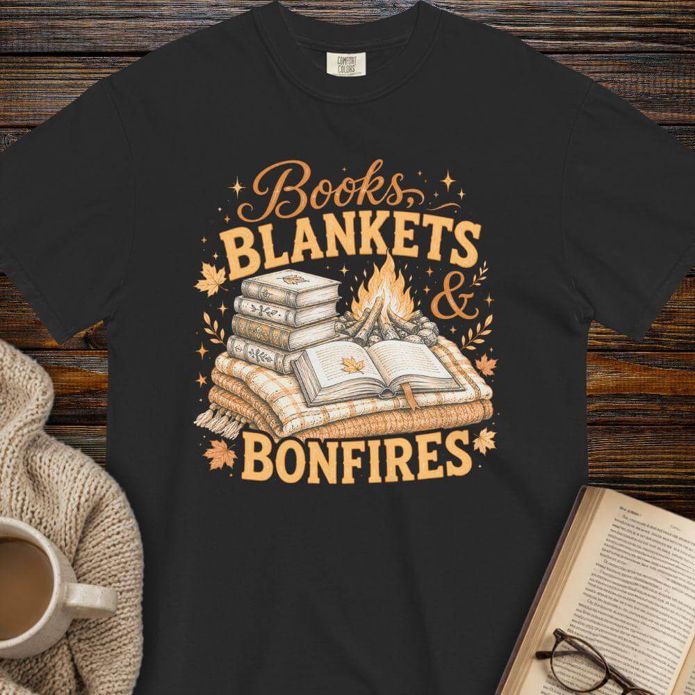 Books, blankets and Bonfires T-shirt