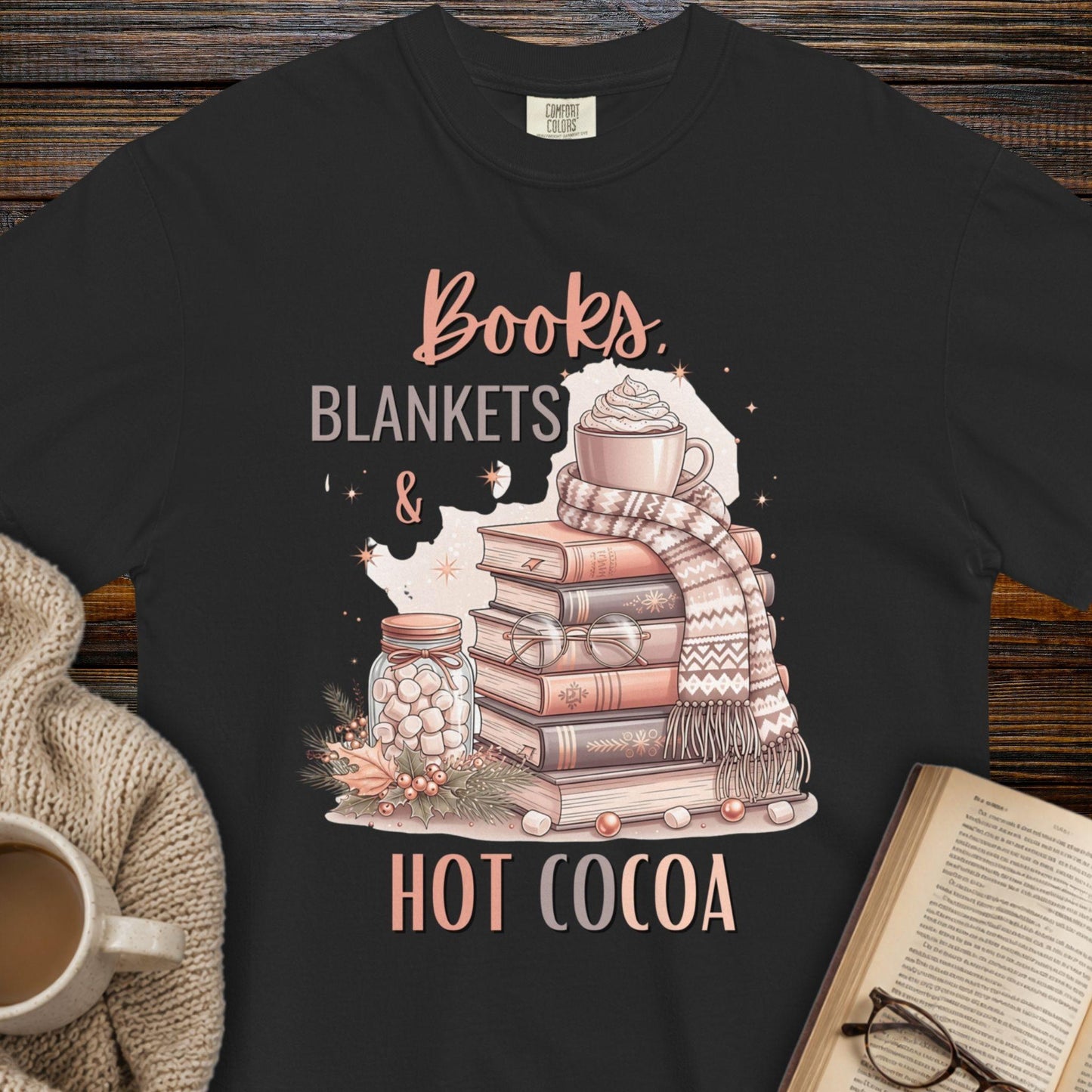 Books, blankets & hot Cocoa T-shirt