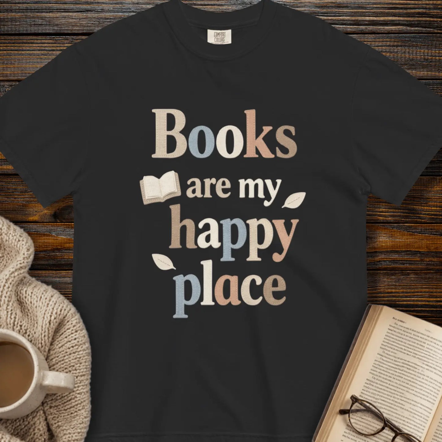 "Books Are My Happy Place" — Book Lover T-Shirt