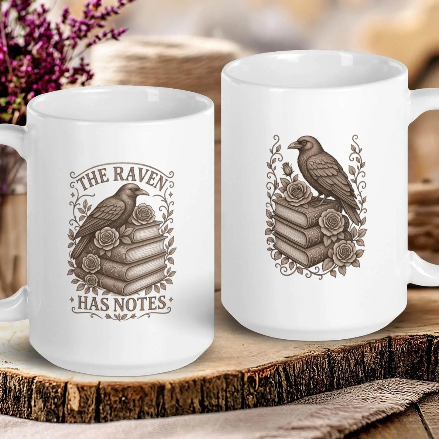 "The Raven Has Notes" — Edgar Allan Poe Quote Mug